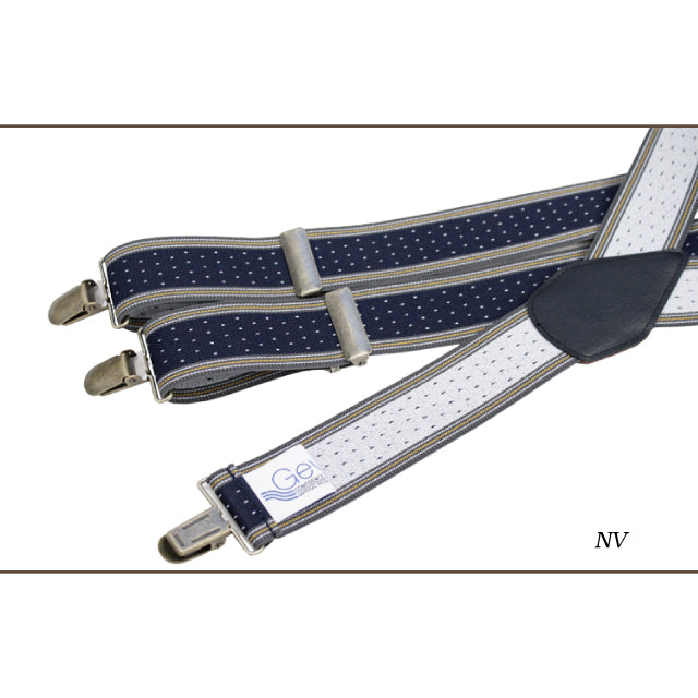 GEVAERT(ゲバルト) Y型サイドラインドット柄サスペンダー ベルギー生地 日本製 ゴム生地 長さ:FREE〜116cm×幅3.5cm メンズ レディース ユニセックス ドット柄 ファッション小物